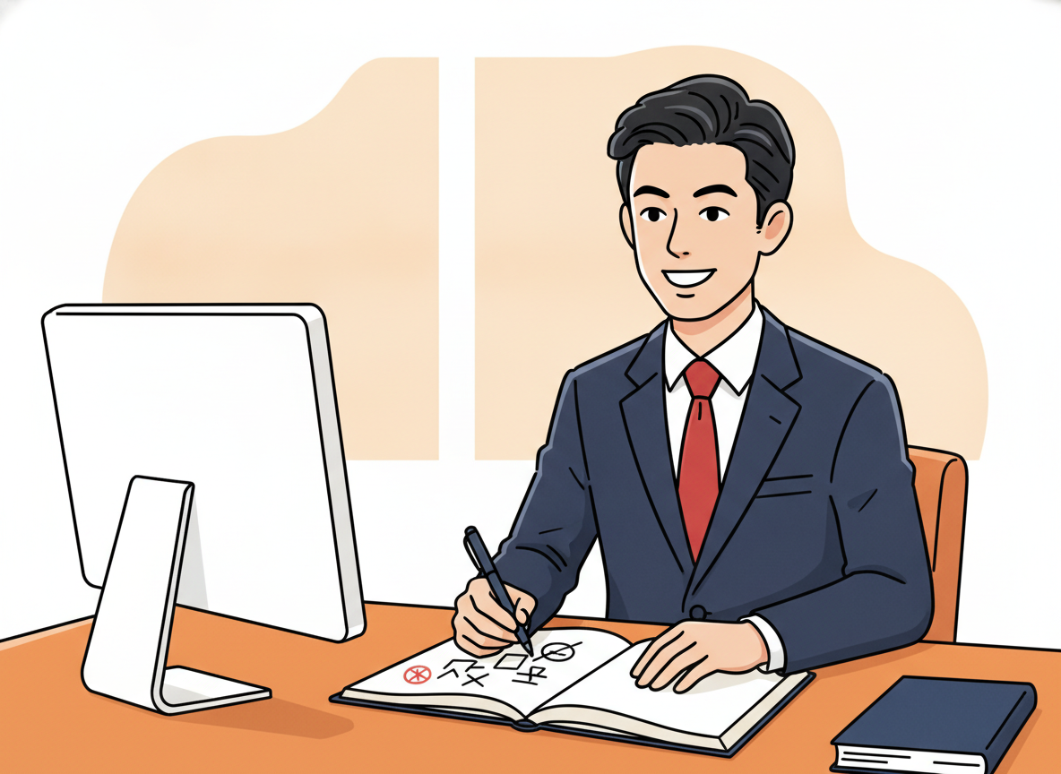 a person writing in a notebook at a bright desk