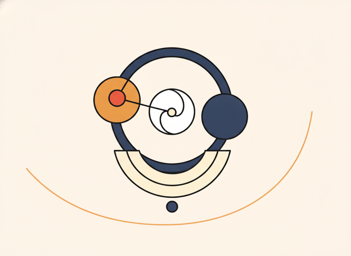 abstract minimalist circles representing workflow and time management, no text