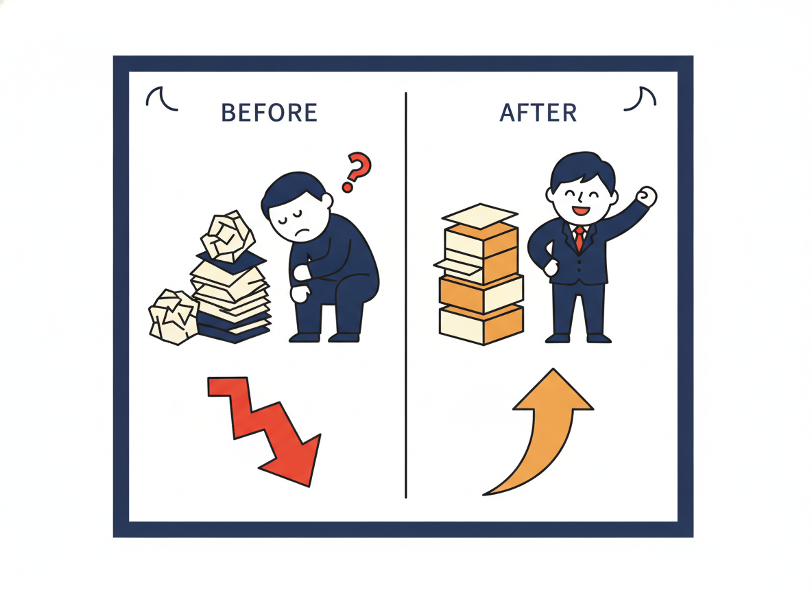 提案書ドラフト生成のビフォーアフター比較表グラフ