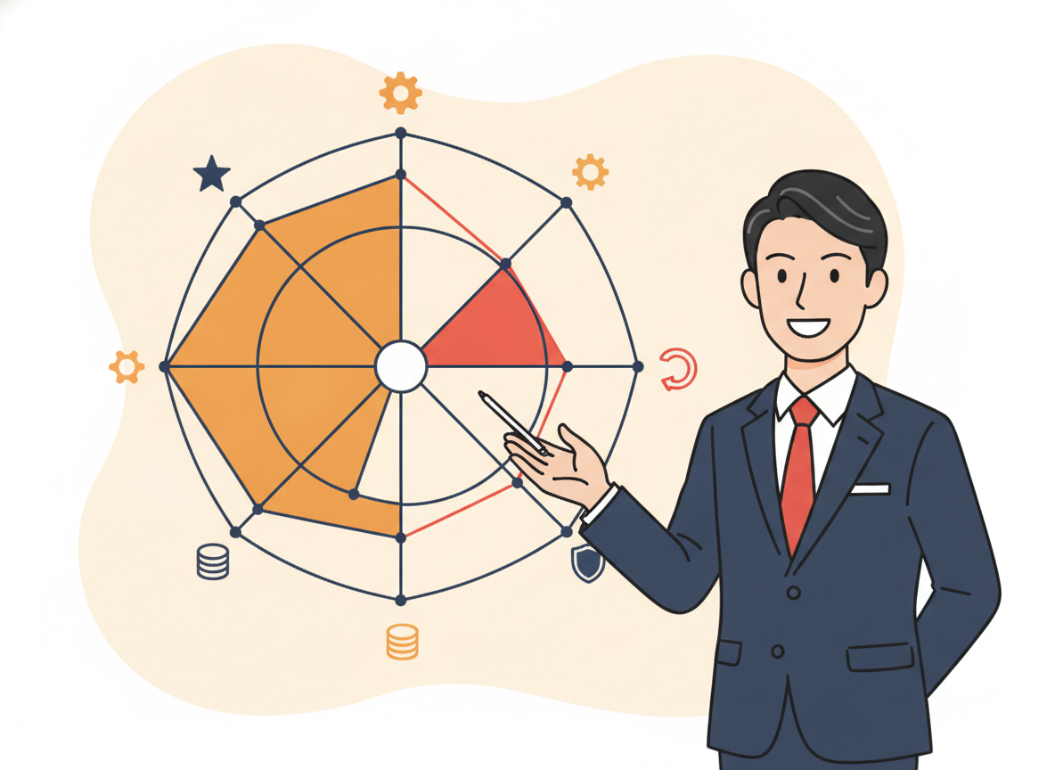 比較表を可視化したレーダーチャート画像