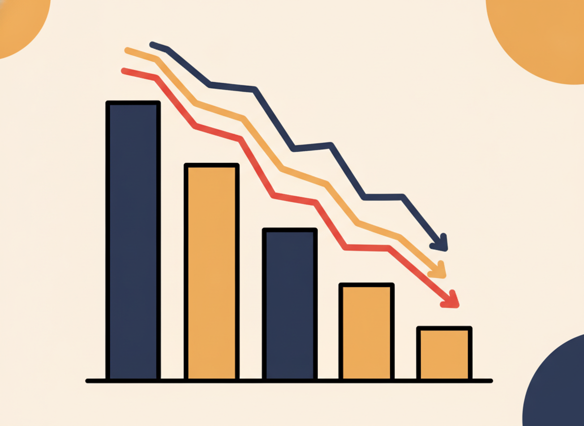 abstract bar chart with declining lines on a minimal background