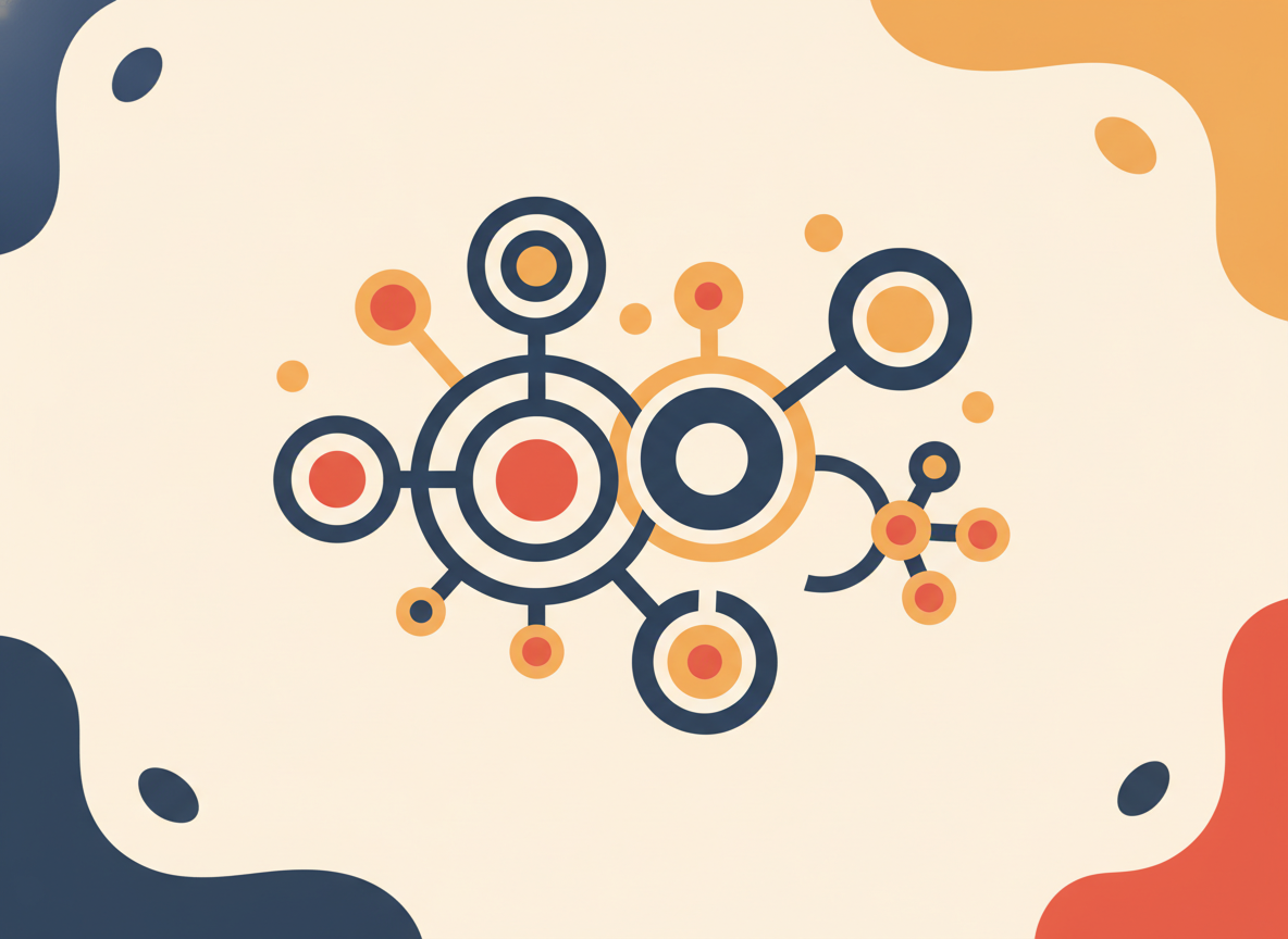 abstract network of connected circles in warm tones