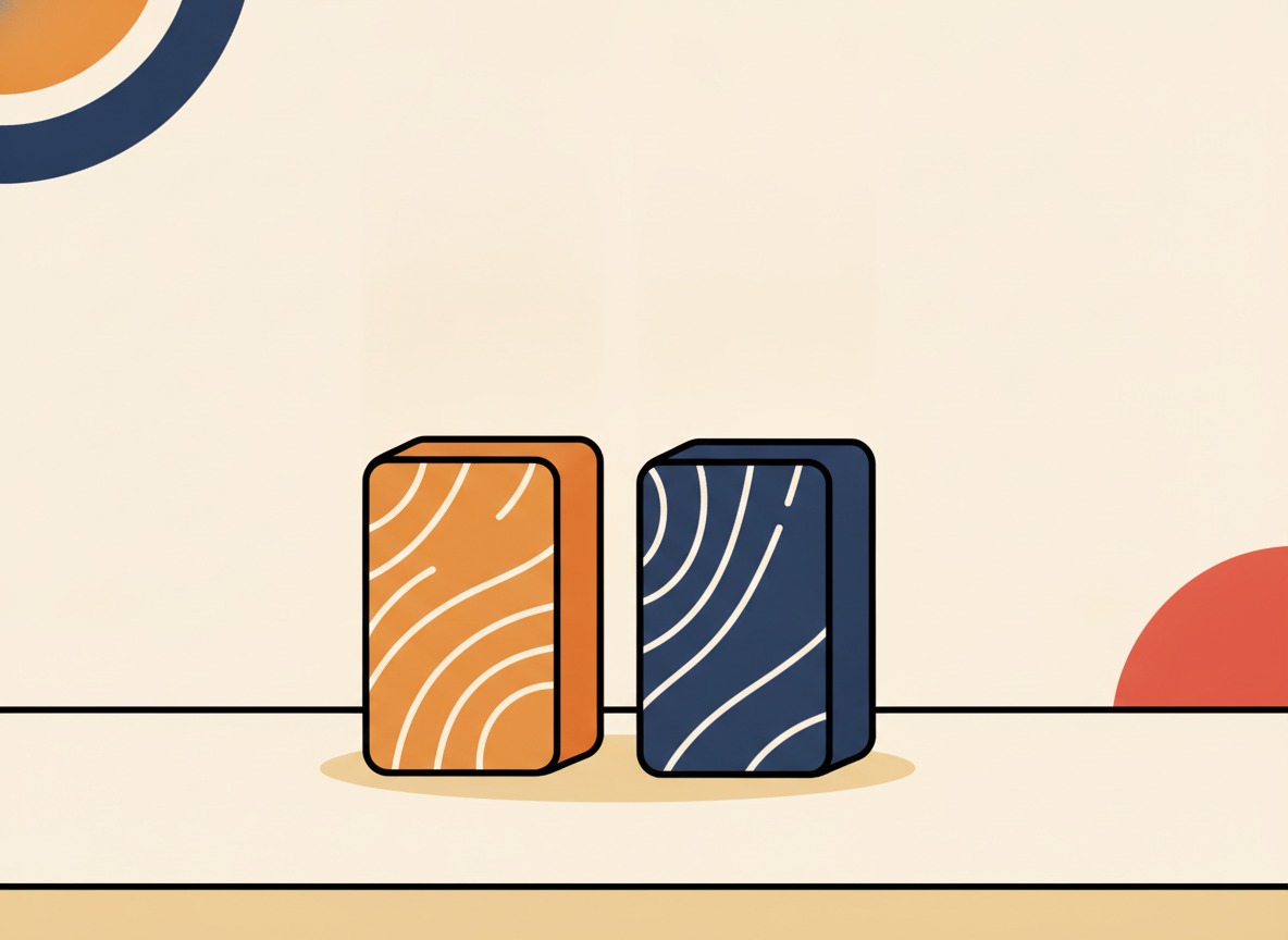 two wooden blocks side by side on a clean desk