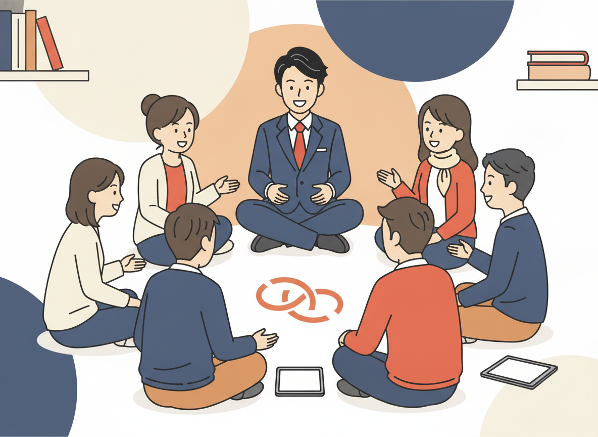people sitting in a circle having a warm discussion