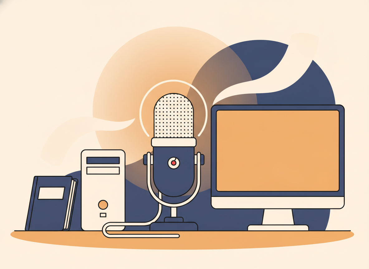 a USB condenser microphone on a desk with soft studio lighting, no text