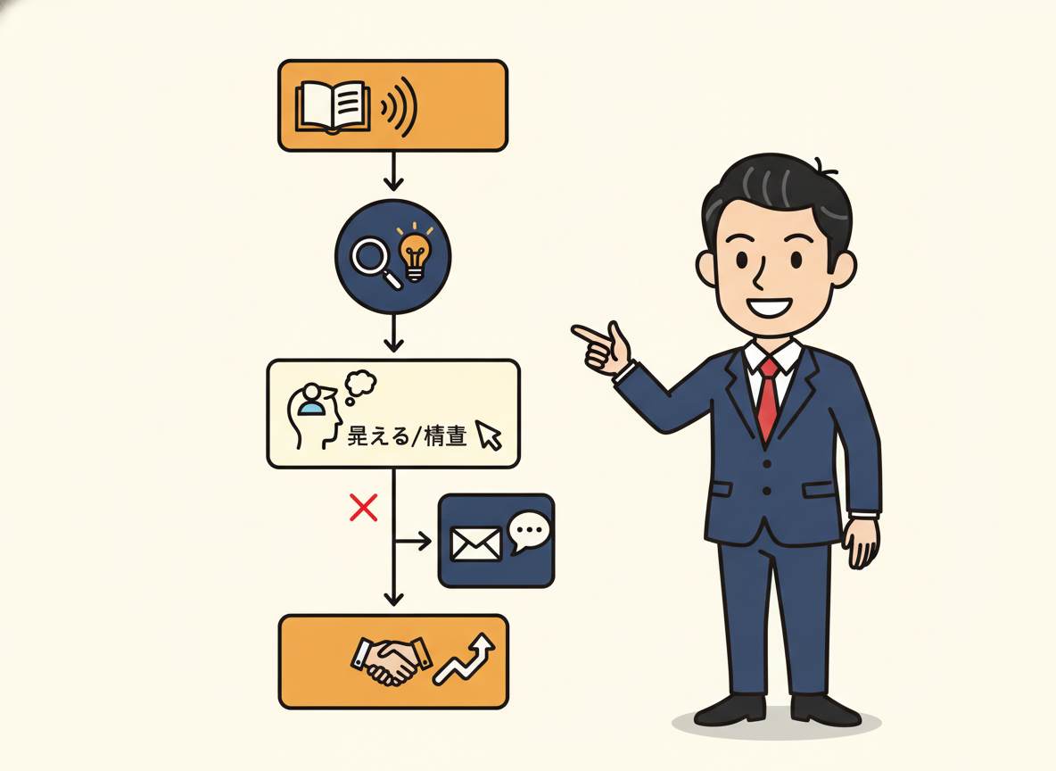 ブログから問い合わせが来る仕組みのフローチャート