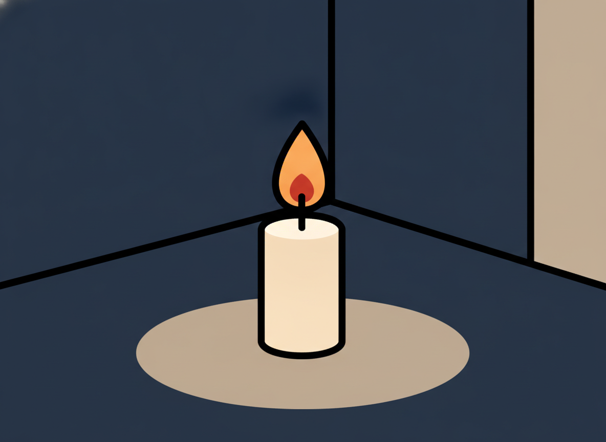 a single candle flame glowing in a dark room, symbolizing uniqueness