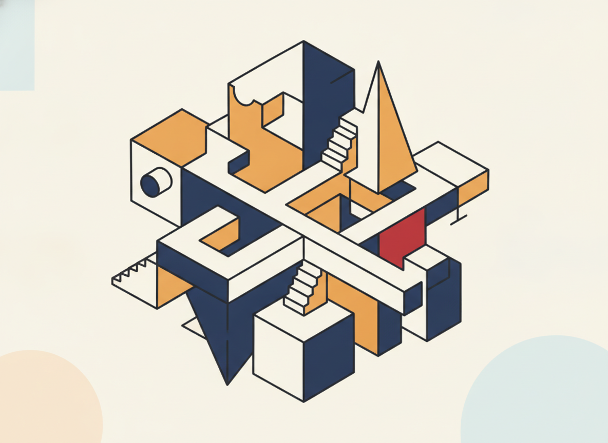 abstract arrangement of geometric shapes suggesting multiple perspectives