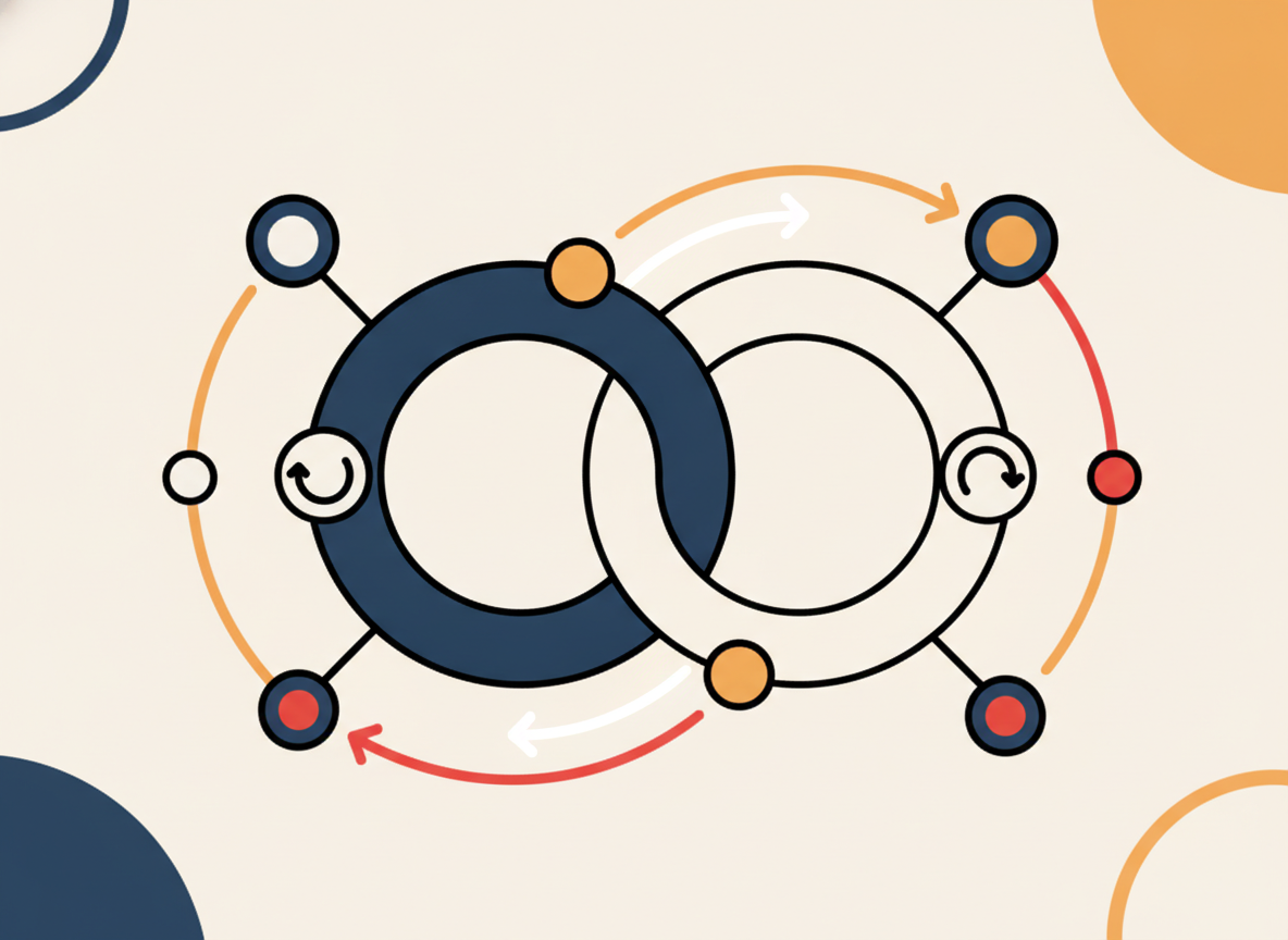 abstract circles representing data flow and connection