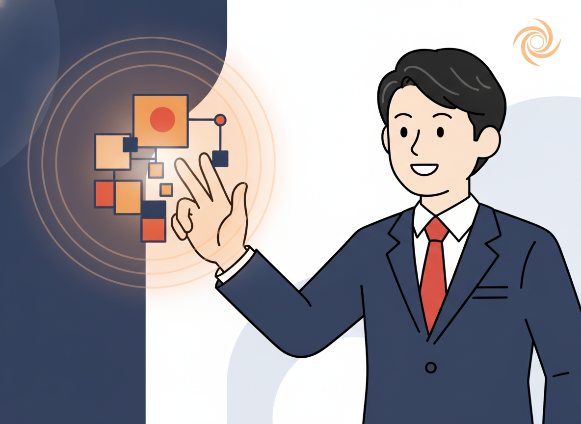 a person's hand reaching toward a glowing interface, abstract representation