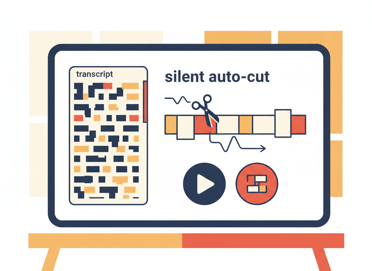 Vrew文字起こし画面と無音自動カットのUI