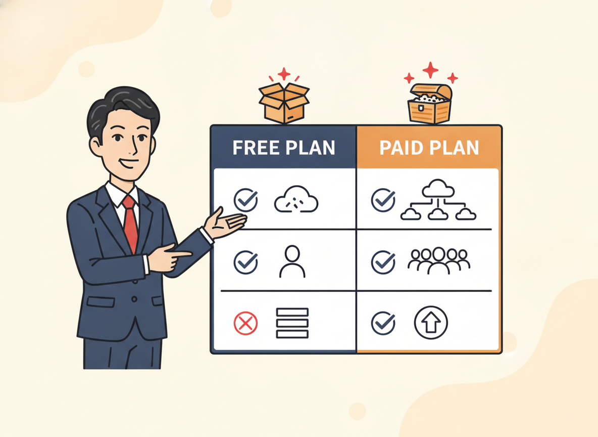 無料プランと有料プランの機能比較表
