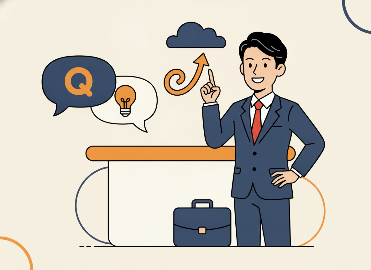 Q&Aのアイコンとひとり社長のイラスト