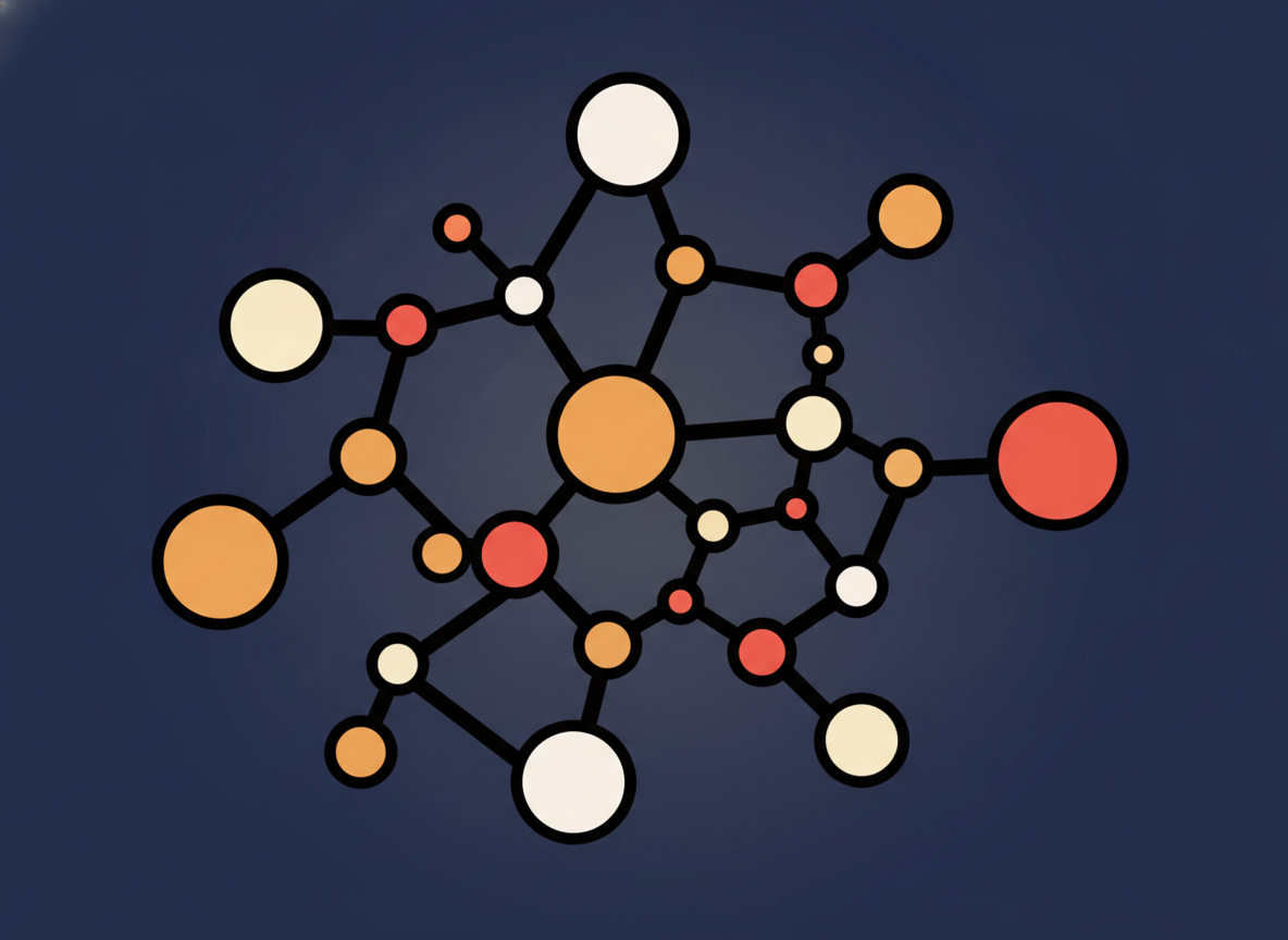abstract network of dots connected by lines on dark background
