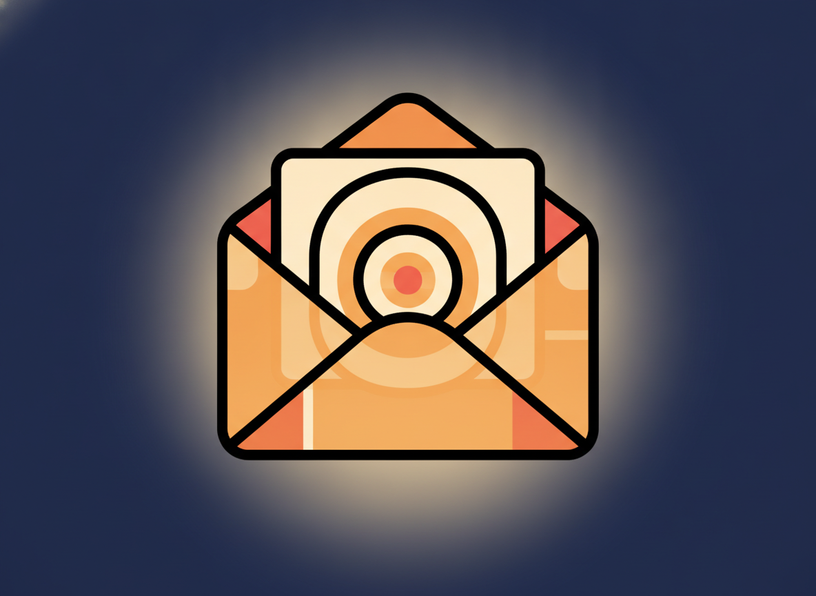 abstract envelope shape made of soft geometric light on dark background