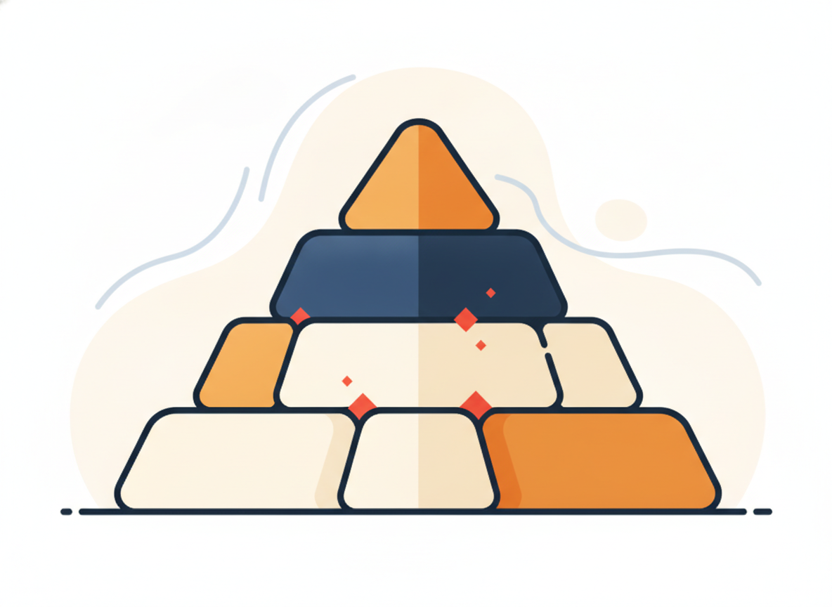 abstract foundation stones arranged in stable pyramid shape on clean surface