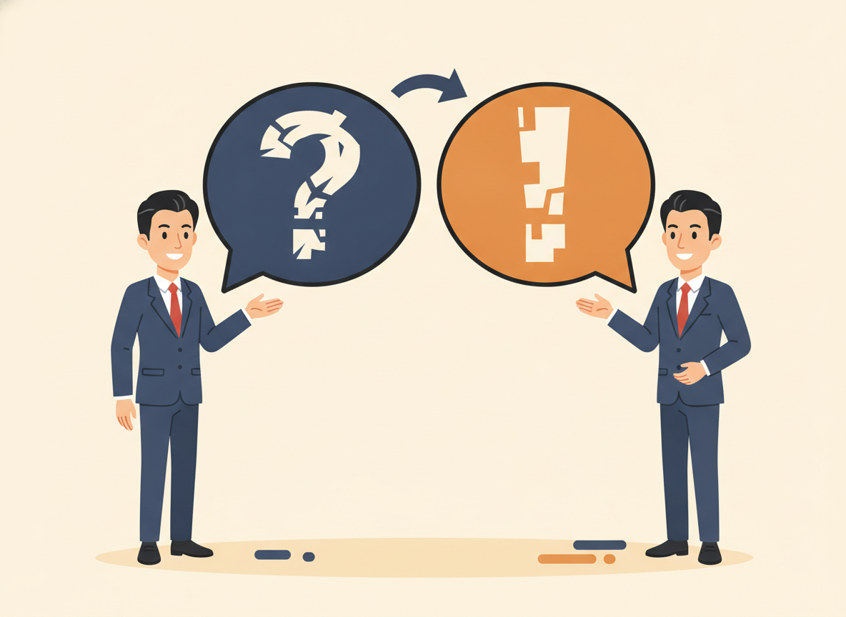 Q&Aをイメージした吹き出し2つが並ぶイラスト