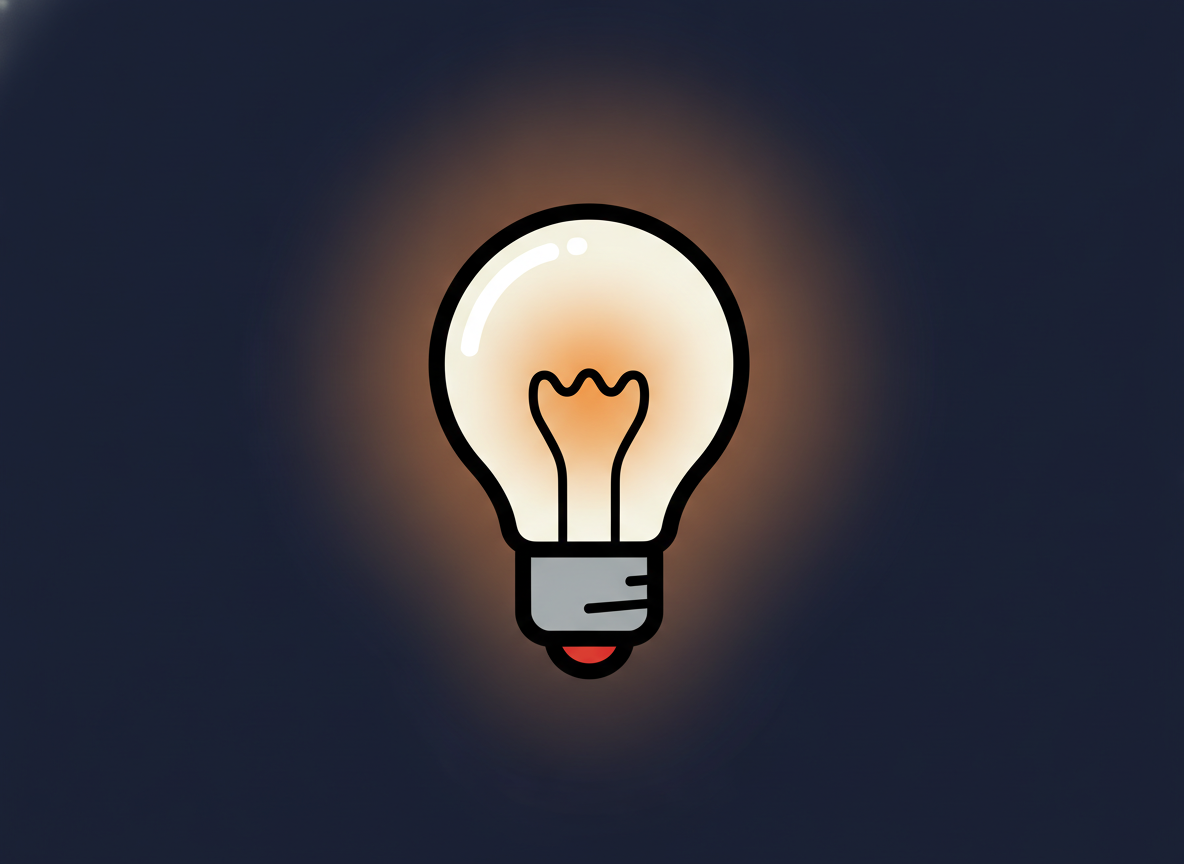 a single bright light bulb glowing on a dark minimal background, no text, no UI elements