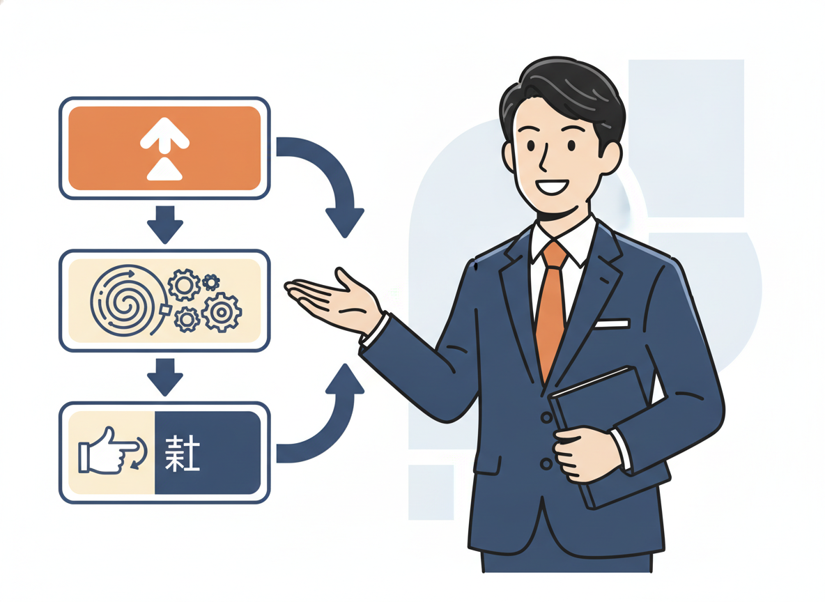 Chatworkのメッセージ投稿例──結論→理由→アクションの3行構成の図解