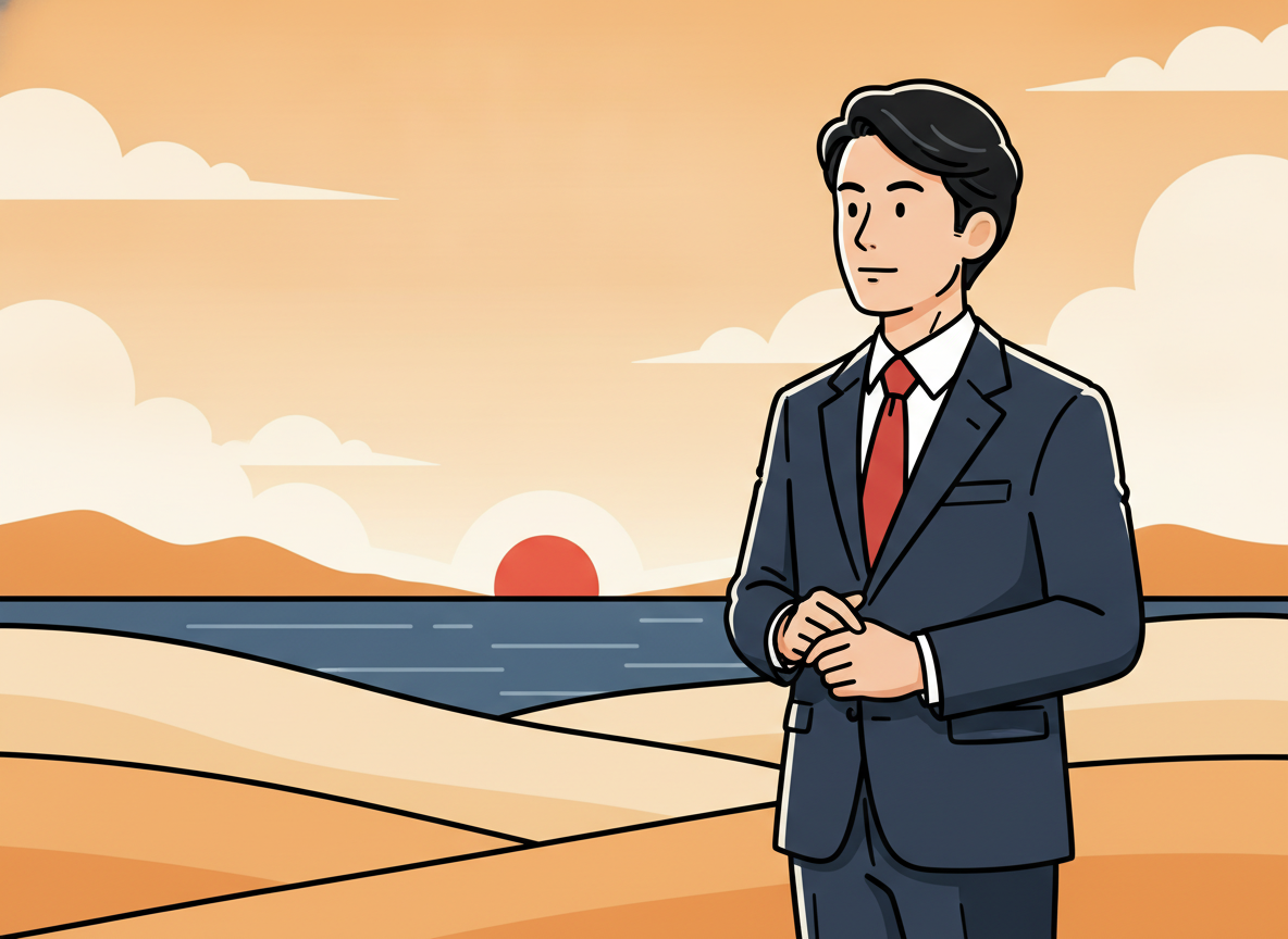 a person quietly observing a landscape from a hilltop, thoughtful posture, no text