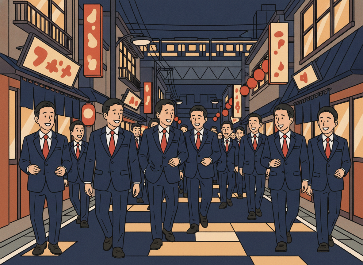 body image 4 – 東京・新橋の夜景・居酒屋街・サラリーマンが行き交うイメージ