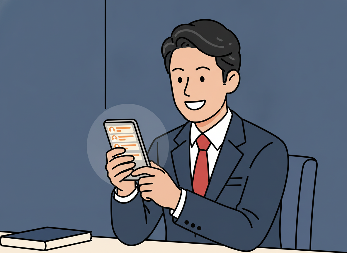 body image 7 – スマートフォンを持つ40代男性・ネット掲示板を見ているイメージ・暗い部屋