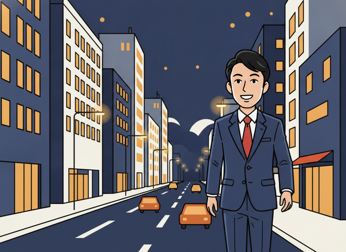 body image 1 – 札幌駅周辺の夜景・ビジネスホテルが立ち並ぶ大通り付近の外観写真
