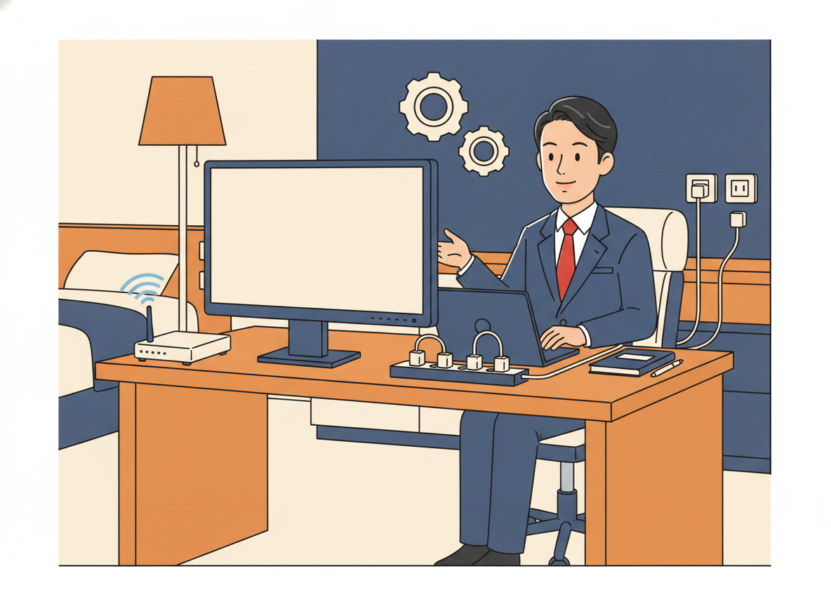 body image 11 – ビジネスホテルの作業に適したデスク環境・大型モニター・コンセント多数・Wi-Fi