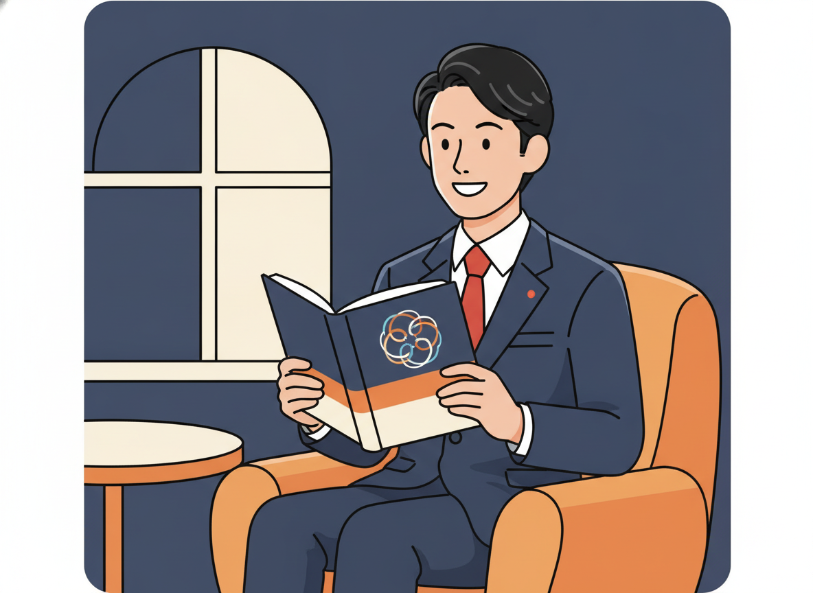 body image 19 – 「つながり力の教科書」の表紙・手に持って読んでいるシーン