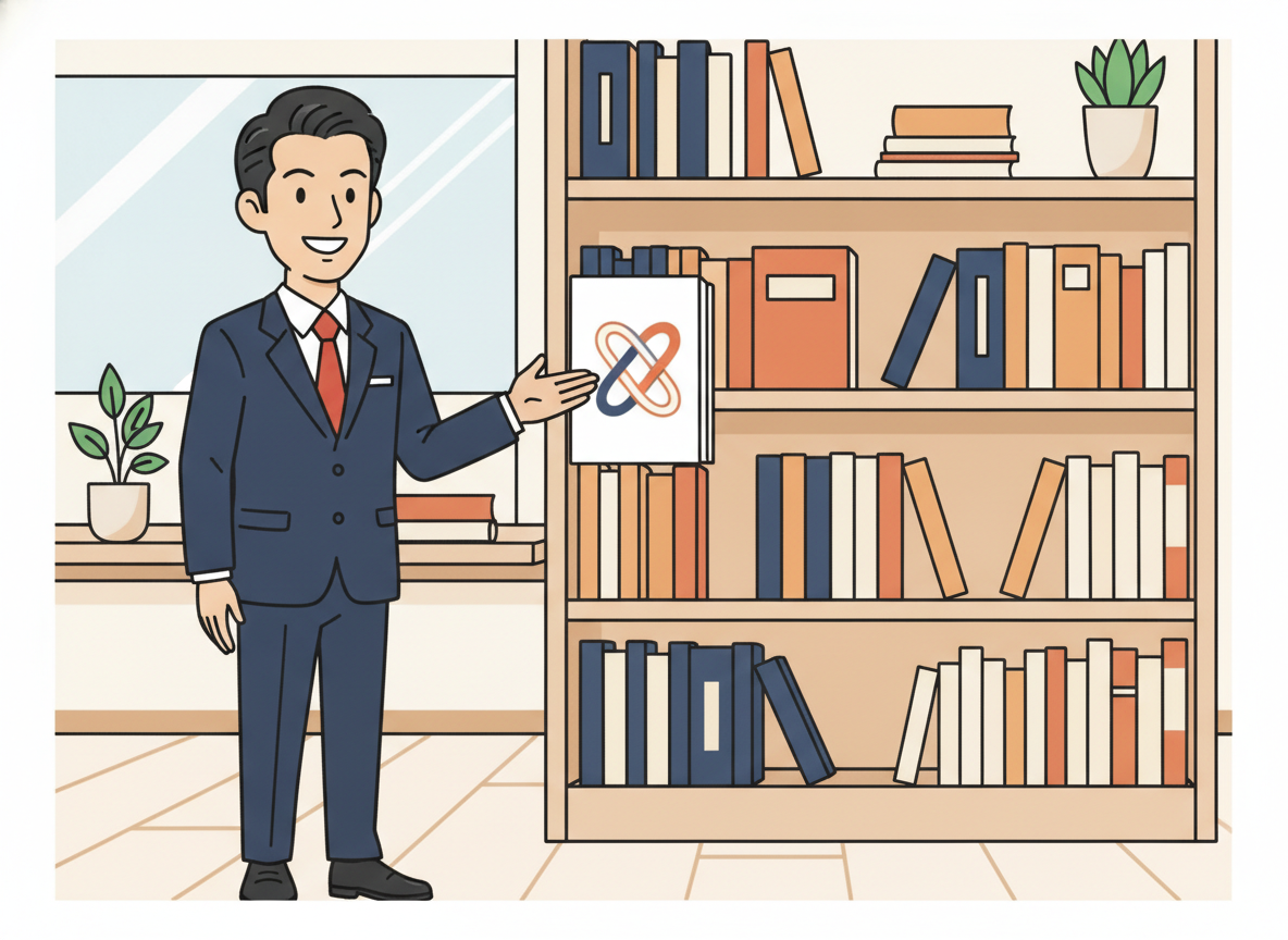「つながり力の教科書」の表紙・和久井海十の著書として書棚に置かれているイメージ