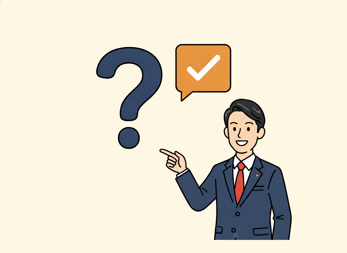 Q&Aのアイコン・疑問符と回答を示すシンプルなイラスト
