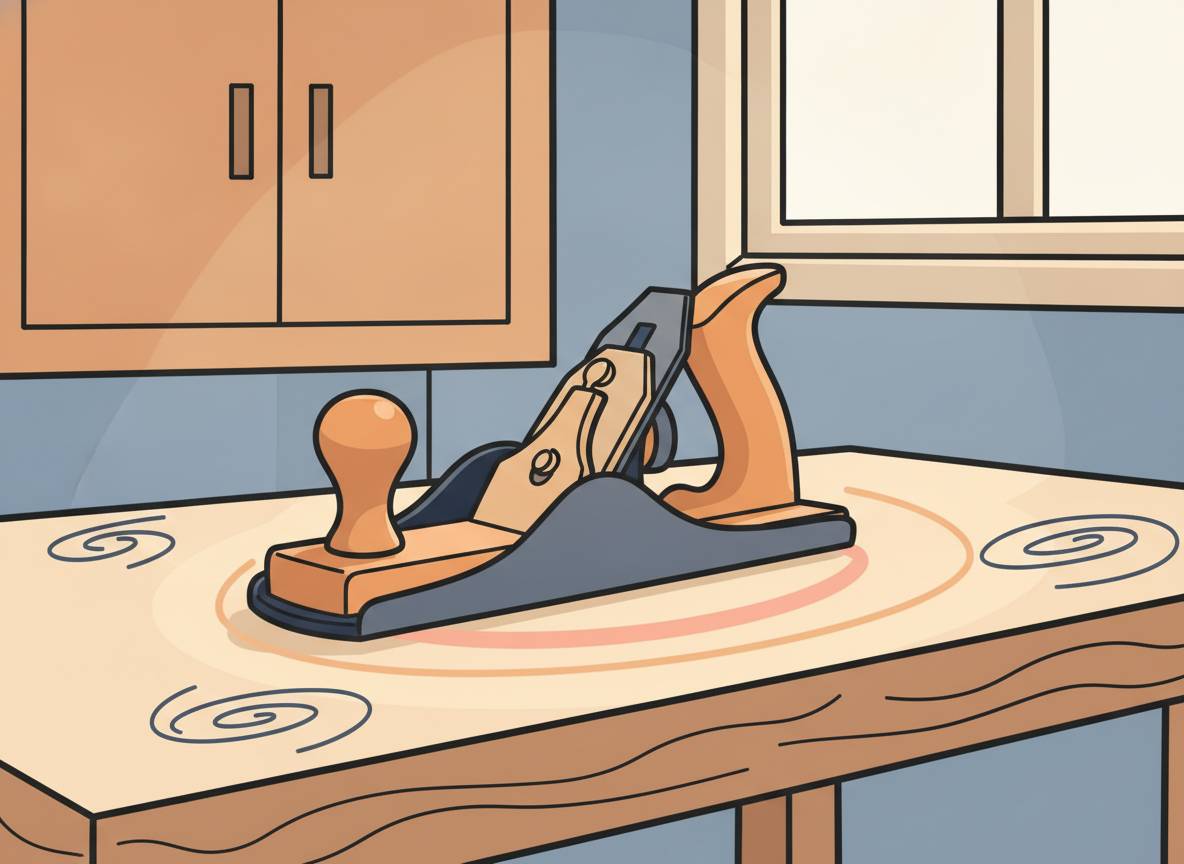 a single well-used tool on a clean workbench, craftsmanship atmosphere