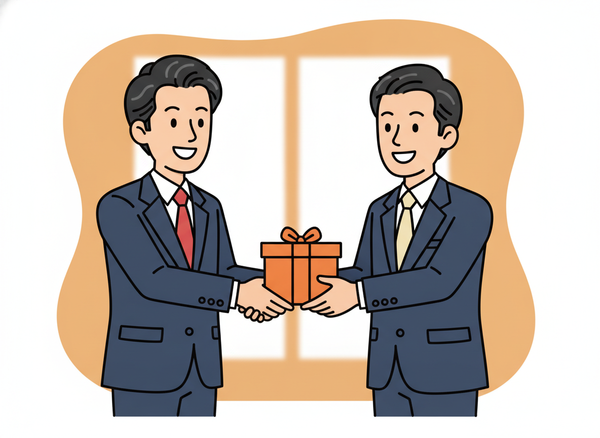 a person handing something to another person, warm handshake atmosphere, soft focus