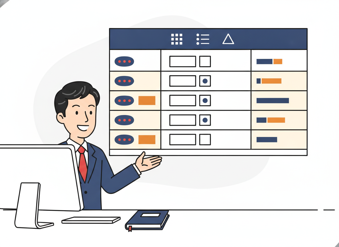 NotionのUIイメージ、データベースビューのスクリーンショット
