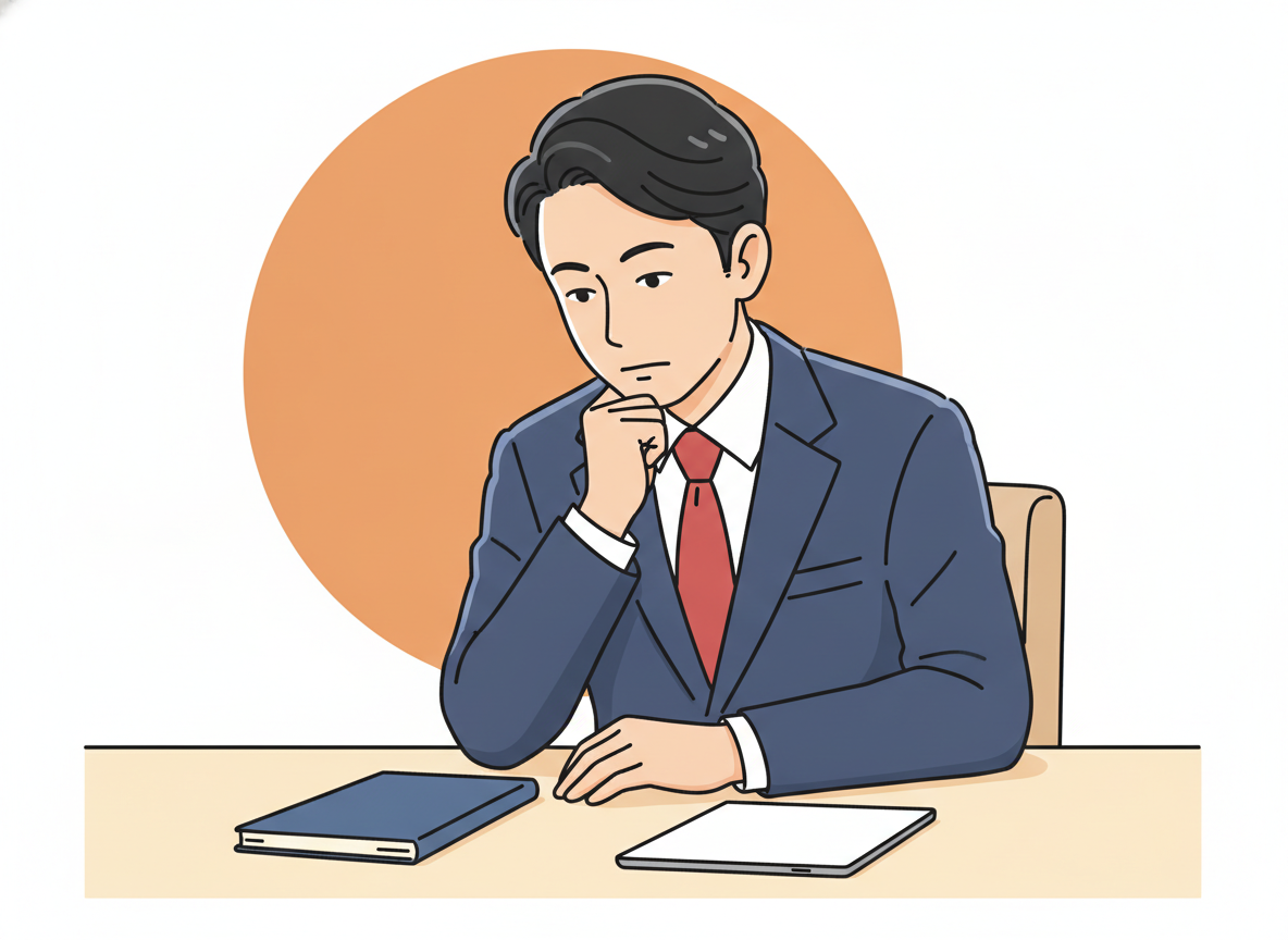 a person sitting alone at a desk looking thoughtful in soft light