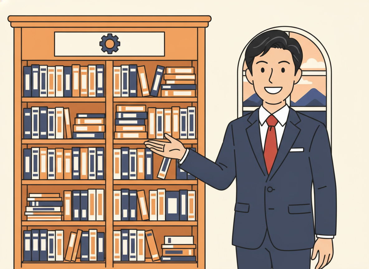 本棚に並んだビジネス書・経営者の本棚イメージ