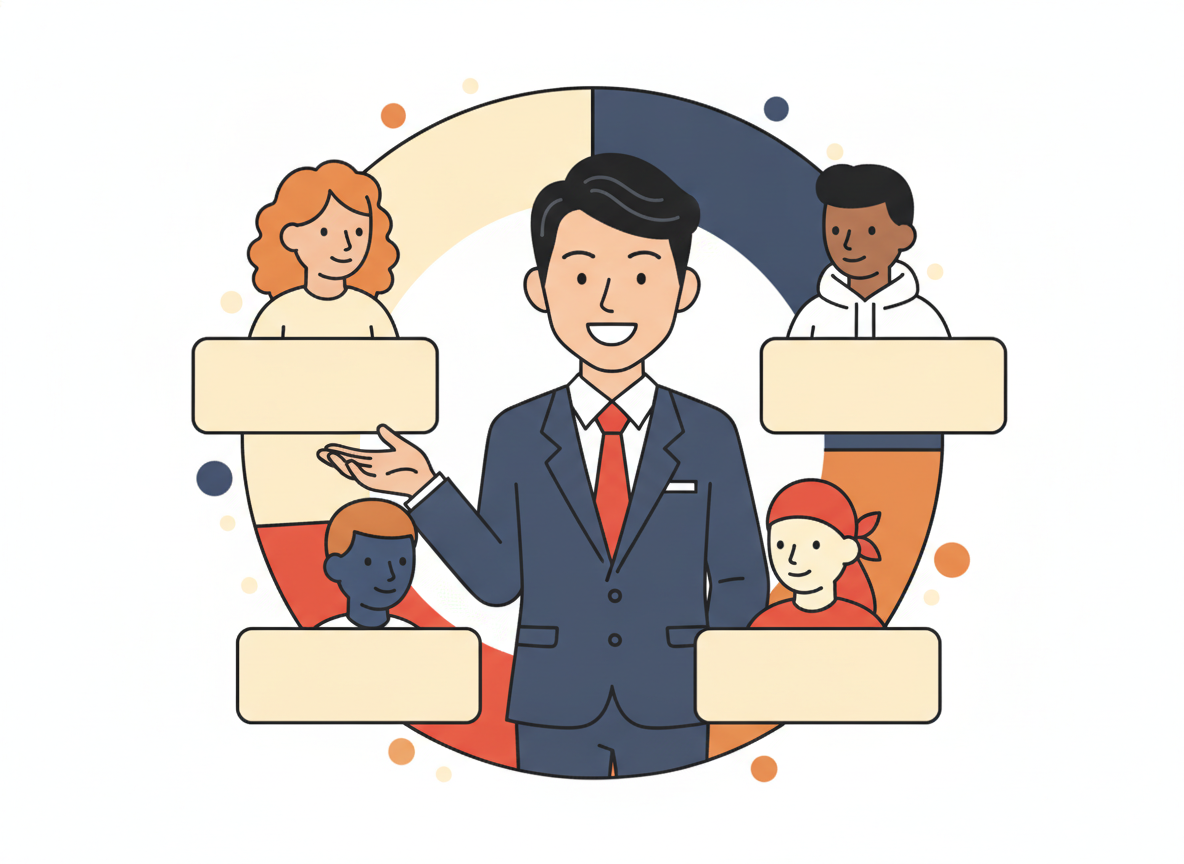 a group of people in a warm online meeting, abstract and diverse, no screen text visible