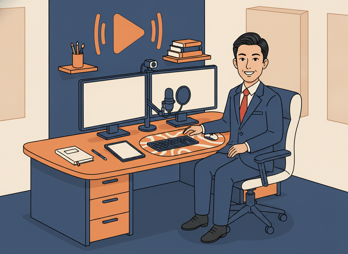 和久井海十のWAKUTUBE配信デスク全体像