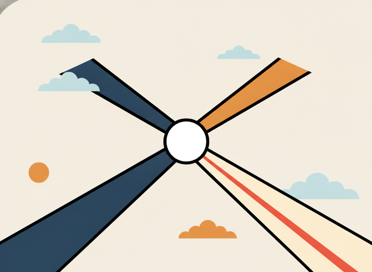 three distinct pathways diverging from a single starting point, minimal illustration