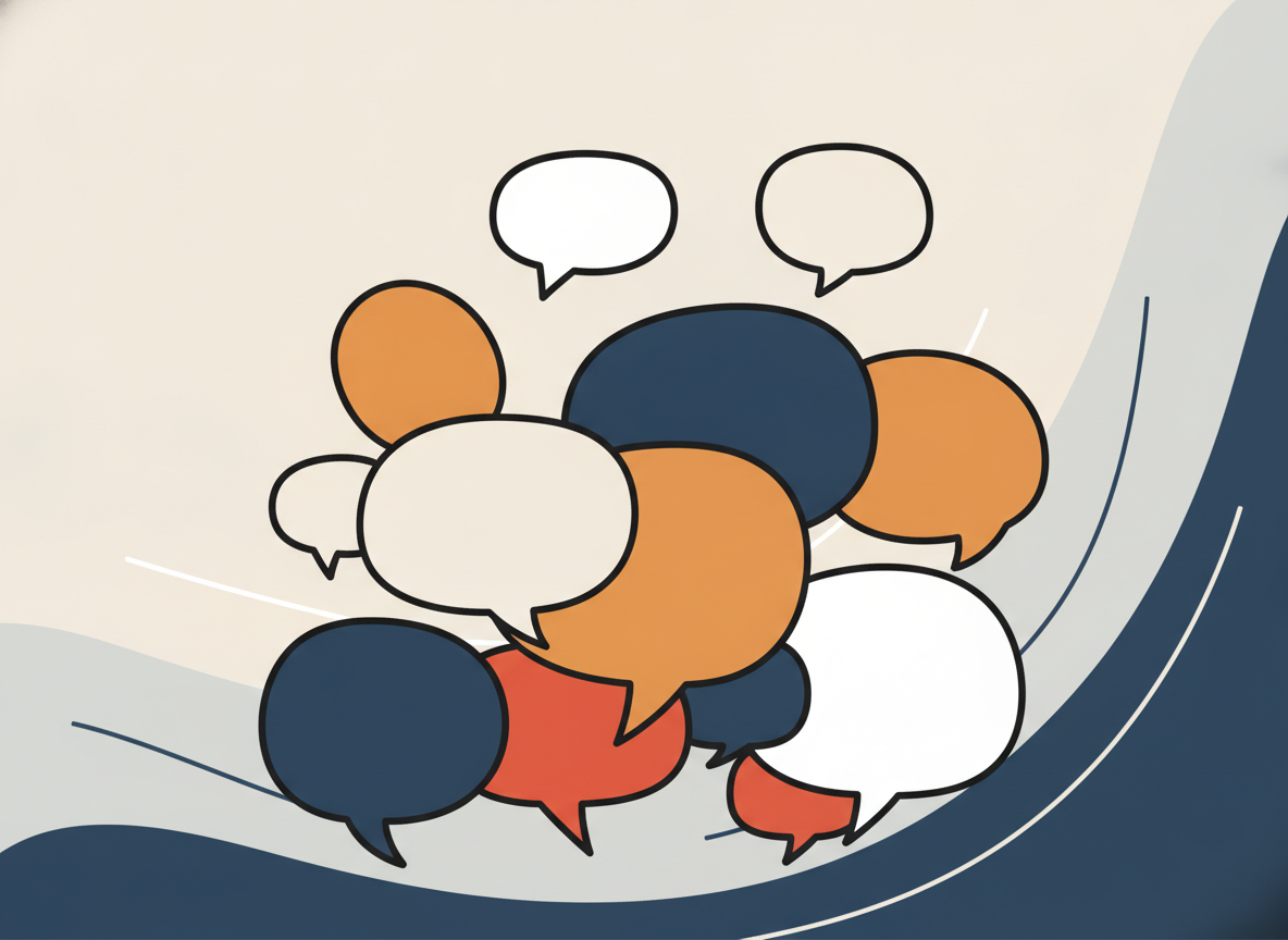 abstract speech bubbles floating upward, minimalist design, no text