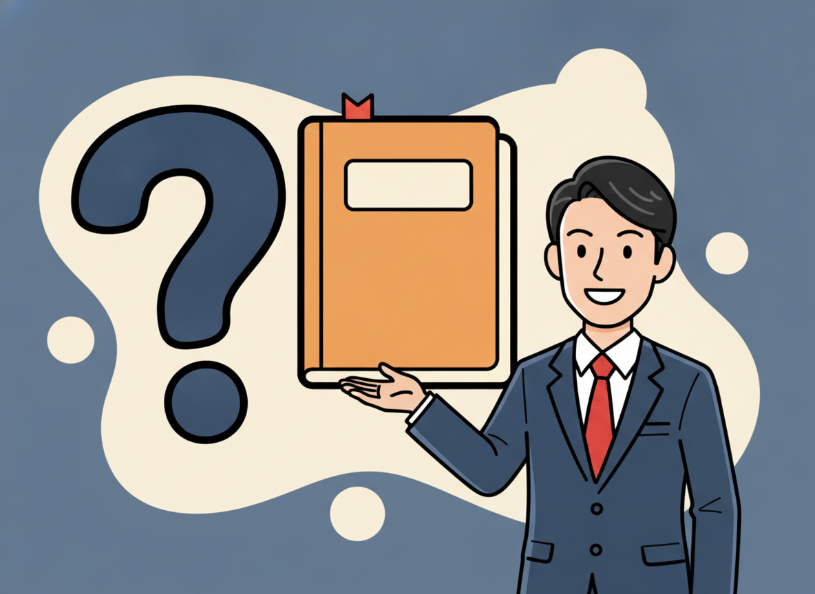 FAQセクションのアイコン的なビジュアル・?マークとメモ帳
