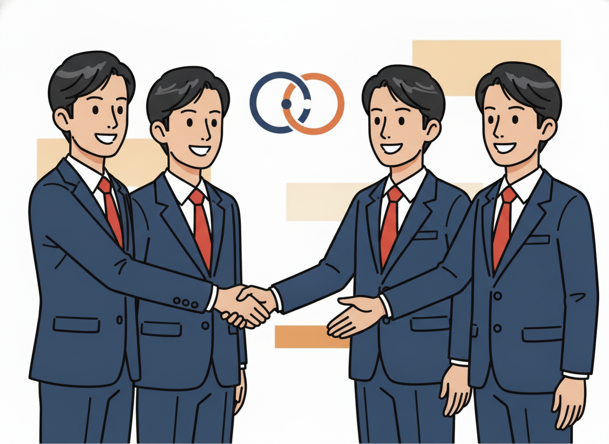 BNIミーティングで握手する参加者たち・ネットワーキングのイメージ