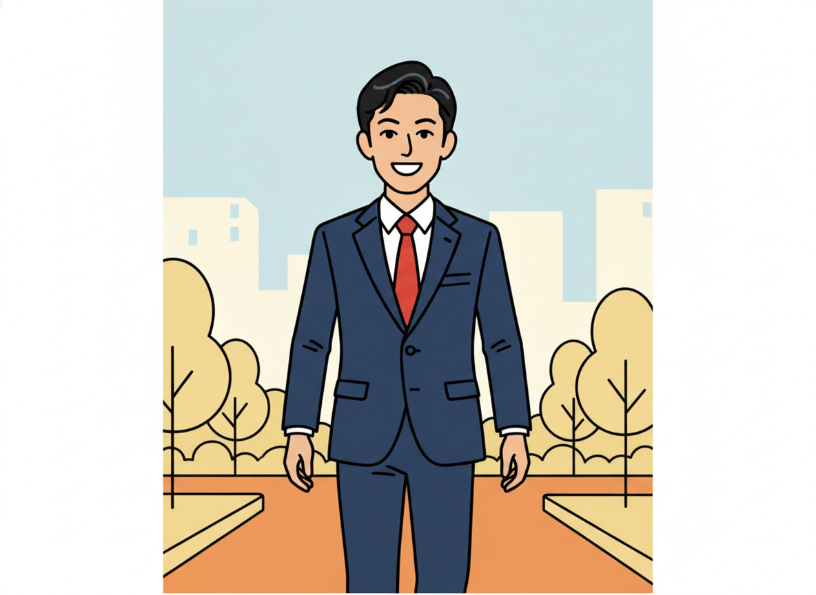 大通公園を歩く経営者イメージ・朝の札幌