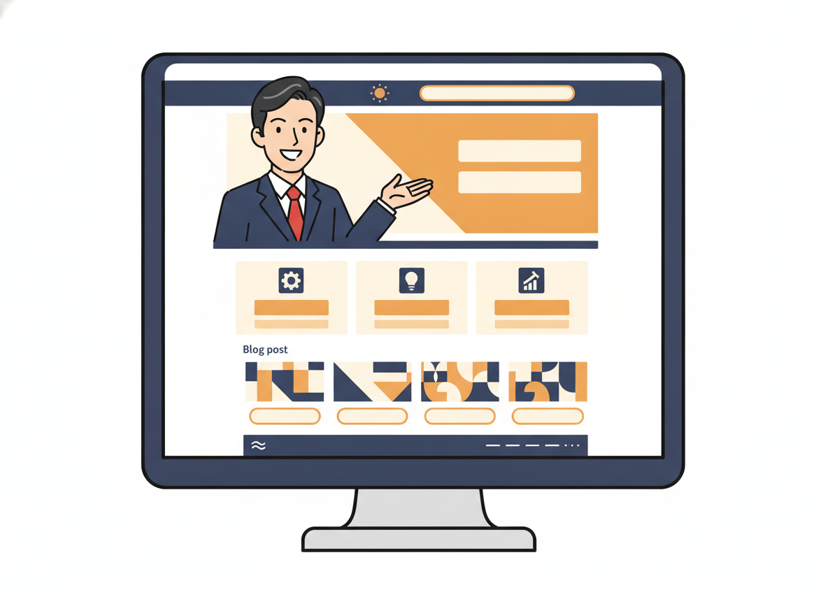 selfmedia.jpのトップページをSWELLで構築した実際の画面・レイアウトが整っているPC表示